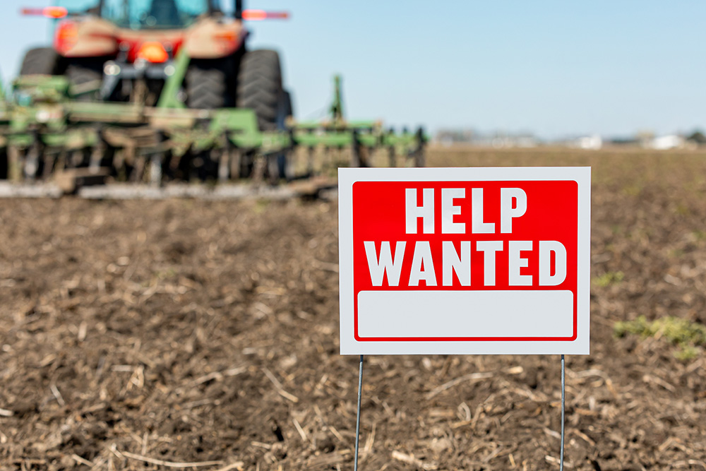 Help wanted sign on farm