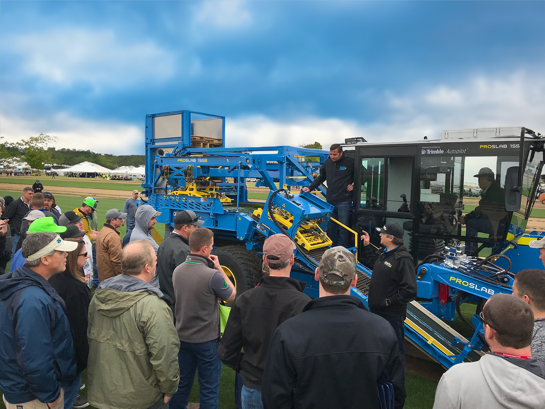 firefly company history demonstrating ProSlab 155B sod harvester in 2018