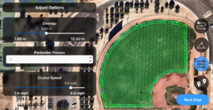 autonomous lawn mower path screenshot from FireFly QuickPlan software