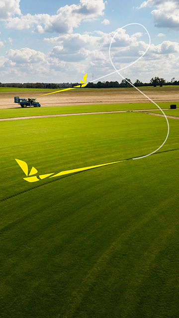 Graphic depicting FireFly harvester in field sharing data