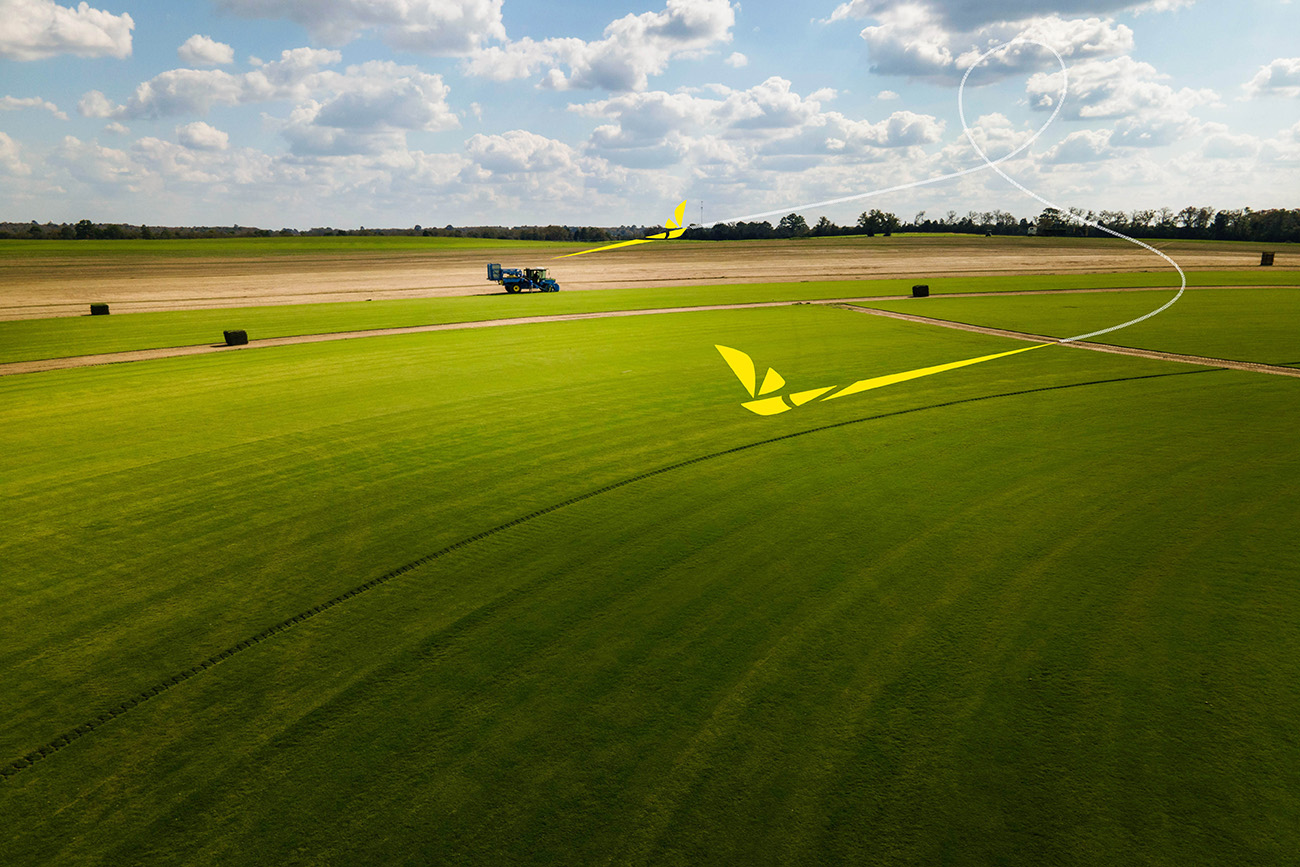 Graphic depicting FireFly harvester in field sending data