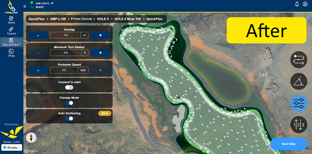 Screenshot of QuickPlan in FireLink after Auto Sectioning
