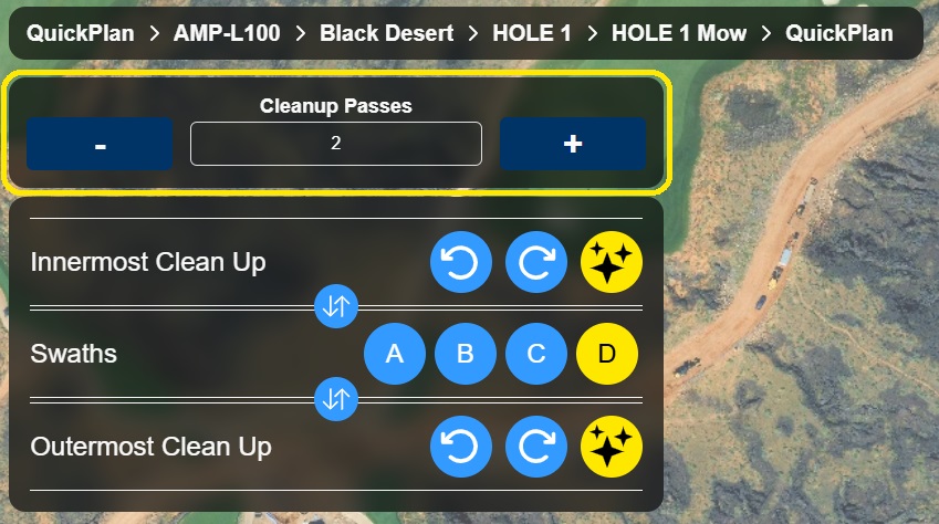 QuickPlan screenshot of Cleanup Pass Number options